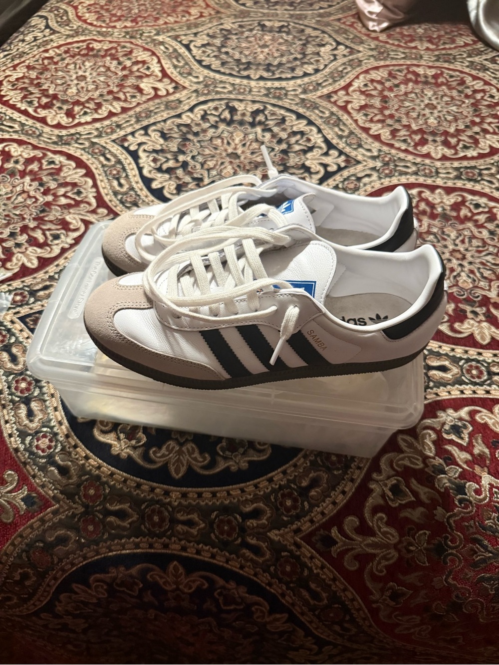 adidas Samba Classic Sneakers in White with Black Stripes and Gum Sole
